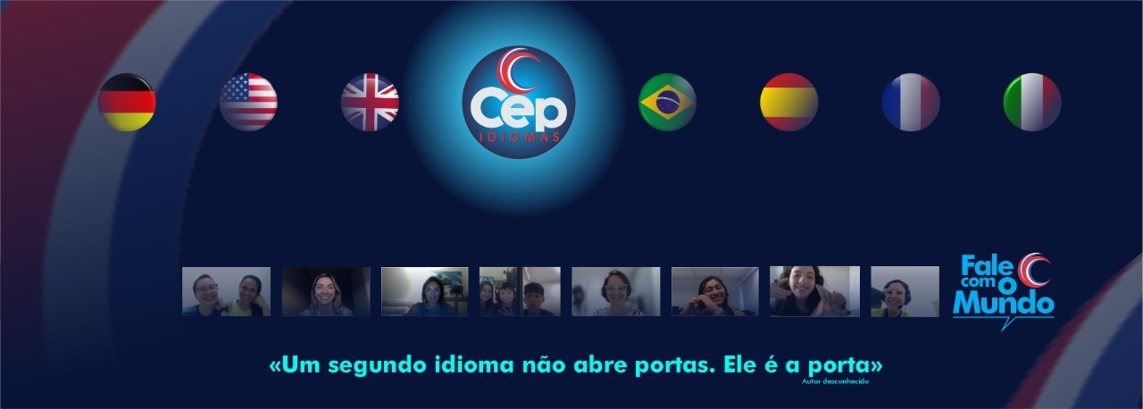 Turmas do CEP Idiomas e as bandeiras dos seis idiomas